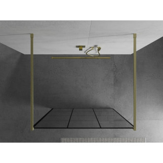 Mexen Kyoto volně stojící sprchová stěna 110 x 200 cm, černý vzor 8 mm, broušené zlato - 800-110-002-55-77
