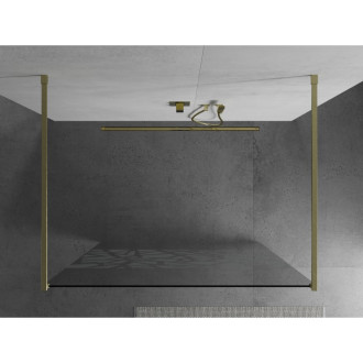 Mexen Kyoto volně stojící sprchová stěna 110 x 200 cm, bílý vzor 8 mm, broušené zlato - 800-110-002-55-85