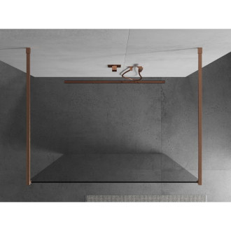 Mexen Kyoto volně stojící sprchová stěna 140 x 200 cm, 8 mm transparentní, broušená měď - 800-140-002-65-00