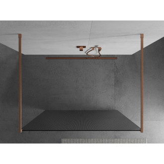 Mexen Kioto volně stojící sprchová stěna 140x200, 8 pruhy, kartáč. měď 800-140-002-65-09
