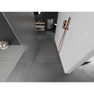 Mexen Kioto volně stojící sprchová stěna 140x200, mráz 8, kartáč. měď 800-140-002-65-30