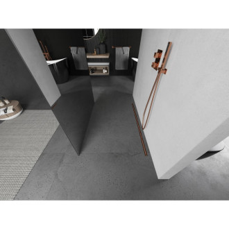 Mexen Kyoto volně stojící sprchová stěna 130 x 200 cm, 8 mm zrcadlo, broušená měď - 800-130-002-65-50