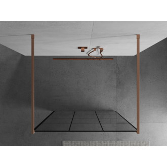 Mexen Kyoto volně stojící sprchová stěna 100 x 200 cm, černý vzor 8 mm, kartáčovaná měď - 800-100-002-65-77