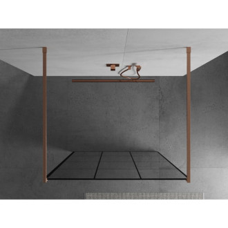 Mexen Kyoto volně stojící sprchová stěna 110 x 200 cm, černý vzor 8 mm, kartáčovaná měď - 800-110-002-65-77