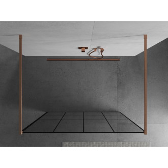 Mexen Kyoto volně stojící sprchová stěna 130 x 200 cm, černý vzor 8 mm, kartáčovaná měď - 800-130-002-65-77