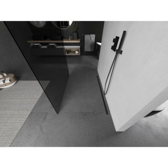 Mexen Kioto volně stojící sprchová stěna 120x200, grafit 8, šedá kartáč. 800-120-002-66-40