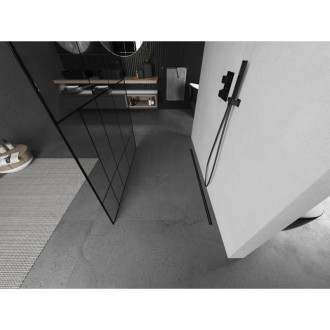Mexen Kyoto volně stojící sprchová stěna 120 x 200 cm, černý vzor 8 mm, pistolová šedá kartáčovaná - 800-120-002-66-78