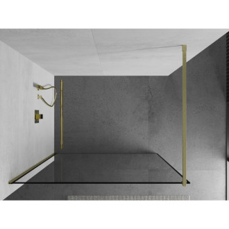 Mexen Kioto Walk-in sprchová stěna 50x200, černý vzor, broušené zlato 800-050-101-55-70