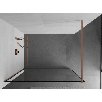 Mexen Kioto Walk-in sprchová stěna 100x200, černý vzor, kartáč. měď 800-100-101-65-70