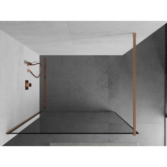 Mexen Kioto Walk-in sprchová stěna 130x200, černý vzor, broušená měď 800-130-101-65-70