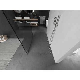 Mexen Kyoto volně stojící sprchová stěna 100 x 200 cm, černý vzor 8 mm, kartáčovaný nikl - 800-100-002-97-70