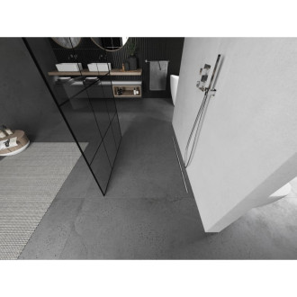 Mexen Kyoto volně stojící sprchová stěna 120 x 200 cm, černý vzor 8 mm, broušený nikl - 800-120-002-97-77