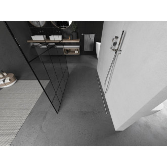 Mexen Kyoto volně stojící sprchová stěna 120 x 200 cm, černý vzor 8 mm, broušený nikl - 800-120-002-97-78