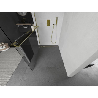 Mexen KIOTO+ zástěna Walk-in s policí 75x200 cm, transparent, zlatá 800-075-121-50-00