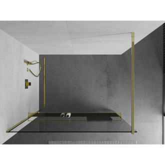 Mexen KIOTO+ zástěna Walk-in s policí 95x200 cm, transparent, zlatá 800-095-121-50-00