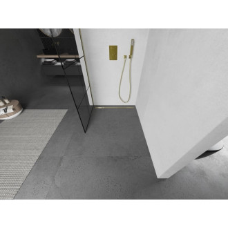 Mexen Kioto Walk-in sprchová stěna 70x200, černý vzor, broušené zlato 800-070-101-55-77