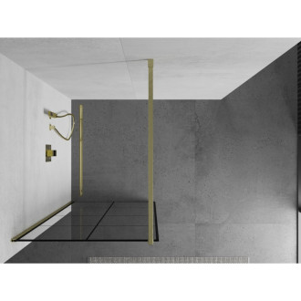 Mexen Kioto Walk-in sprchová stěna 70x200, černý vzor, broušené zlato 800-070-101-55-77