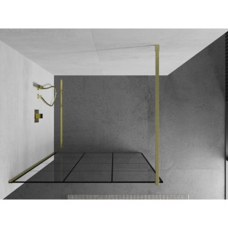Mexen Kioto Walk-in sprchová stěna 120x200, černý vzor, broušené zlato 800-120-101-55-77