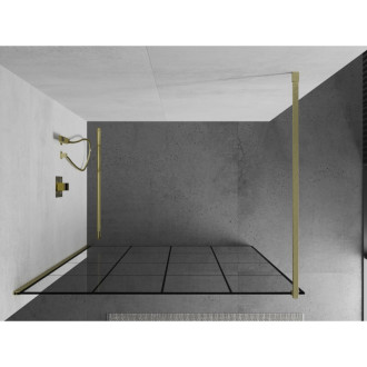 Mexen Kioto Walk-in sprchová stěna 150x200, černý vzor, broušené zlato 800-150-101-55-77