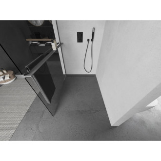 Sprchová stěna Mexen Kioto+ s Walk-in policí 75 x 200 cm, transparentní, pistolová šedá kartáčovaná - 800-075-121-66-00
