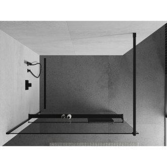 Mexen KIOTO+ zástěna Walk-in s policí 105x200 cm, transparent, černá 800-105-121-70-00