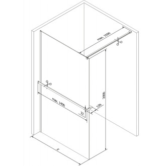 Mexen KIOTO+ zástěna Walk-in s policí 105x200 cm, transparent, černá 800-105-121-70-00