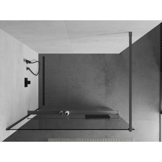 Mexen Kioto+ Walk-in 125 x 200 cms poličkou, transparentní, gun metal 800-125-121-95-00