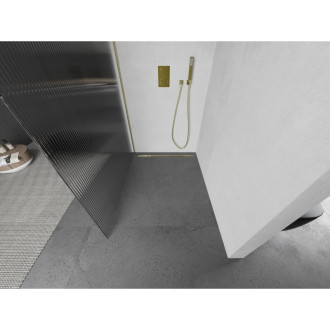 Mexen Kyoto Walk-in sprchová stěna 130 x 200 cm, pruhy 8 mm, broušené zlato - 800-130-101-55-09