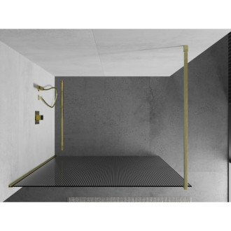 Mexen Kyoto Walk-in sprchová stěna 140 x 200 cm, 8 mm pruhy, broušené zlato - 800-140-101-55-09