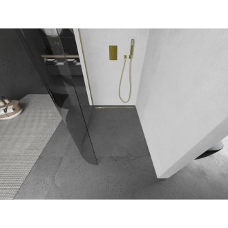 Mexen Kyoto zaoblená sprchová stěna Walk-in 100 x 200 cm, transparentní 8 mm, broušené zlato - 800-100-101-55-06