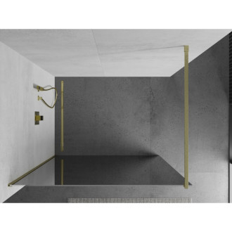Mexen Kioto Walk-in sprchová stěna 100x200 cm, 8 zrcadlo, broušené zlato 800-100-101-55-50