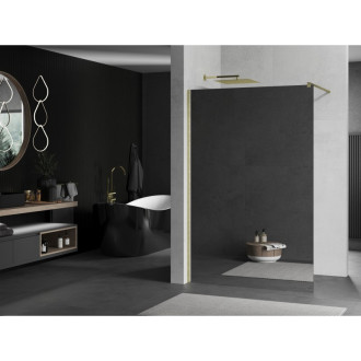 Mexen Kioto Walk-in sprchová stěna 110x200 cm, 8 zrcadlo, broušené zlato 800-110-101-55-50