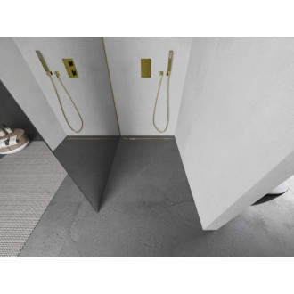 Mexen Kioto Walk-in sprchová stěna 110x200 cm, 8 zrcadlo, broušené zlato 800-110-101-55-50
