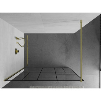 Mexen Kioto Walk-in sprchová stěna 100x200, černý vzor, broušené zlato 800-100-101-55-78