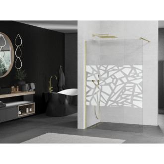 Mexen Kioto Walk-in sprchová stěna 70x200, bílý vzor, broušené zlato 800-070-101-55-85