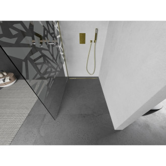 Mexen Kioto Walk-in sprchová stěna 70x200, bílý vzor, broušené zlato 800-070-101-55-85