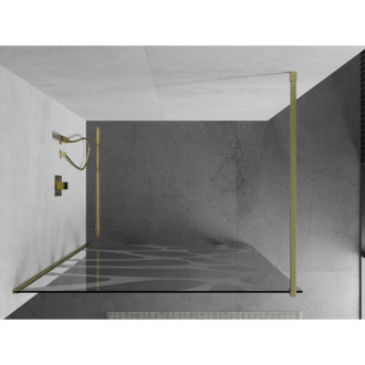 Mexen Kioto Walk-in sprchová stěna 100x200, bílý vzor, broušené zlato 800-100-101-55-97