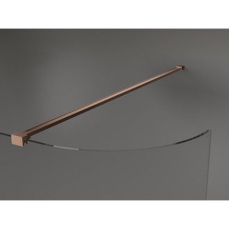 Mexen Kyoto zaoblená sprchová stěna Walk-in 90 x 200 cm, 8 mm transparentní, kartáčovaná měď - 800-090-101-65-06