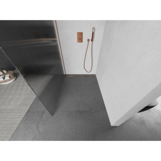 Mexen Kyoto Walk-in sprchová stěna 70 x 200 cm, 8 mm pruhy, kartáčovaná měď - 800-070-101-65-09