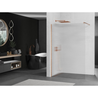 Mexen Kyoto Walk-in sprchová stěna 100 x 200 cm, 8 mm pruhy, kartáčovaná měď - 800-100-101-65-09