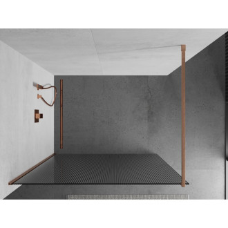Mexen Kyoto Walk-in sprchová stěna 130 x 200 cm, 8 mm pruhy, kartáčovaná měď - 800-130-101-65-09