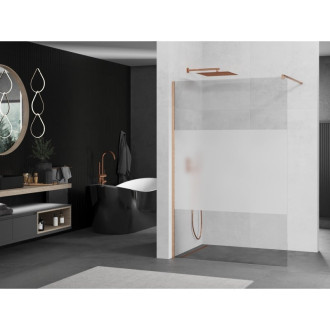 Mexen Kioto Walk-in sprchová stěna 130x200, transp./frost 8, kartáč. měď 800-130-101-65-35