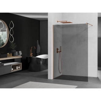 Mexen Kioto Walk-in sprchová stěna 100x200 cm, grafit 8, kartáčovaná měď 800-100-101-65-40