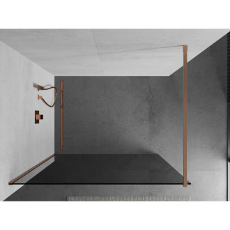 Mexen Kioto Walk-in sprchová stěna 100x200 cm, grafit 8, kartáčovaná měď 800-100-101-65-40