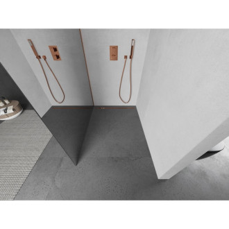 Mexen Kioto Walk-in sprchová stěna 80x200 cm, 8 zrcadlo, kartáčovaná měď 800-080-101-65-50