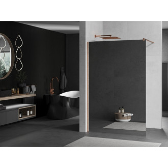 Mexen Kioto Walk-in sprchová stěna 110x200, 8 zrcadlo, kartáč. měď 800-110-101-65-50