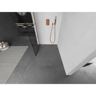 Mexen Kioto Walk-in sprchová stěna 80x200, černý vzor, kartáč. měď 800-080-101-65-77