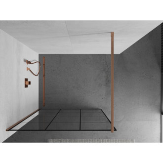 Mexen Kioto Walk-in sprchová stěna 110x200, černý vzor, broušená měď 800-110-101-65-77