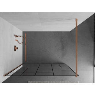 Mexen Kioto Walk-in sprchová stěna 110x200, černý vzor, kartáč. měď 800-110-101-65-78