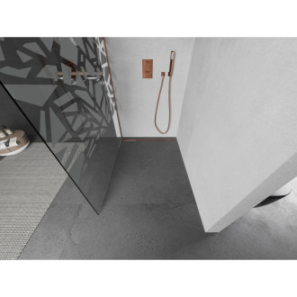 Mexen Kioto Walk-in sprchová stěna 70x200, bílý vzor, kartáč. měď 800-070-101-65-85